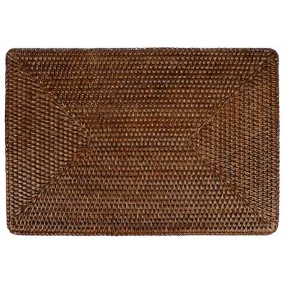 Produktbild von Rattan Tischset rechteckig 45x30 cm mit Rand – handgefertigtes Platzset aus Naturmaterial