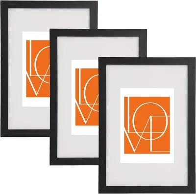 Produktbild von 3-teiliges Fotorahmen-Set mit Papierpassepartout | Schwarz | 10x15cm
