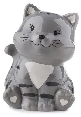 Produktbild von Spardose Katze Keramik 12x16x10cm grau