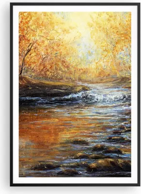 Produktbild von Gerahmtes Poster - Schwarzer Rahmen - Bach Park Baum - 70x100 cm - Wand Bild - Wanddeko - Wandbilder - Kunstposter - Wandposter - Bilderrahmen - Bilder - Kunstdruck - Wandbild - P2BPA70x100-3973