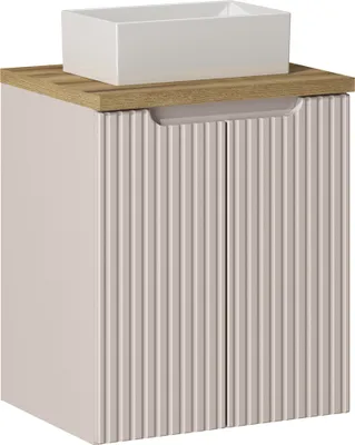 Produktbild von Waschtisch 50cm mit Keramikwaschbecken, kaschmir und Eiche, NEWPORT-56-CASHMERE