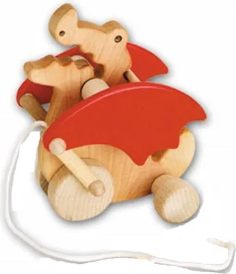 Produktbild von BAJO - 21810 - Holzspielzeug, Drache zum ziehen, rot, Holz, 17cm x 10cm x 18cm