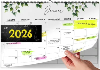 Immagine prodotto di Calendario da parete 2026, formato A4, pianificatore annuale