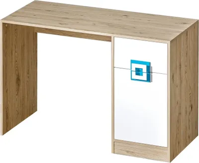 Produktbild von Furniture24 Schreibtisch NICO 10, mit Schubkasten und Tür Hell Eiche/Weiß/Türkis