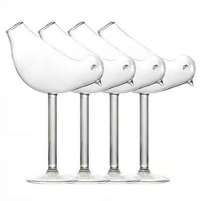 Produktbild von Cocktailgläser 4er-Set, Vogel-Design, 150 ml, für Cocktails, Wein & Kaltgetränke, ideal für Party, Fest, Hochzeit & Bankett