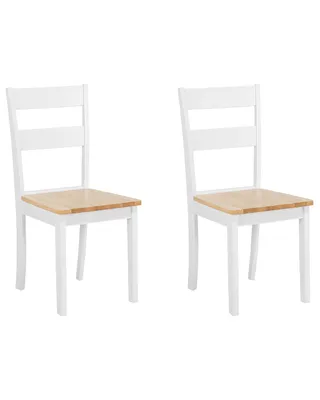 Produktbild von BELIANI Praktisches Stuhl-Set 2er Set Weiß/Braun Gummibaumholz