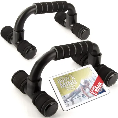 Produktbild von Body & Mind® Push-Up Liegestütz-Griffe; Kompakte Trainings-Griffe Fitness-Rack für Ganzkörper-Training & Effektive Liegestützen; Krafttraining