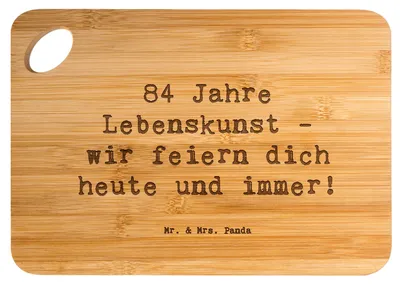 Produktbild von Mr. & Mrs. Panda Schneidebrett Spruch 84. Geburtstag Lebenskunst - Transparent - Geschenk, Happy Birthday, liebevolle Geschenke, Holzbrett, Überraschung, Dankbarkeit