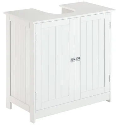 Immagine prodotto di HOMCOM Amardietto Sottolavabo In Mdf, Mobiletto Sottolavello Bianco Per Bagno Con 2 Ante (60x30x60cm)