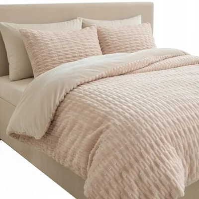 Produktbild von Bettwäsche Set aus Fleece - 200x220 cm - Warme Winterbettwäsche - Beige