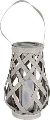Image de BURI Lanterne solaire de jardin aspect rotin Bougie vacillante Lampe de jardin Décoration solaire
