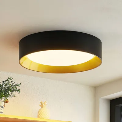 Produktbild von Lindby LED-Deckenleuchte Kambia, 45 cm, schwarz/gold, Metall