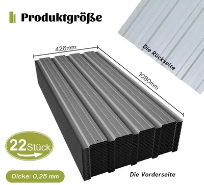 Produktbild von 22x Trapezblech 10m² Profilblech Metall Blech Dachblech Dach Platten Grau