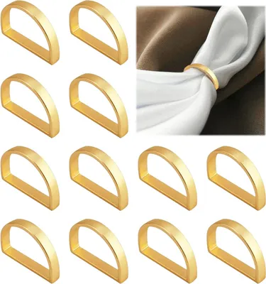 Zdjęcie produktu dla Eleganckie obrączki na serwetki w kolorze złotym - 12 sztuk
