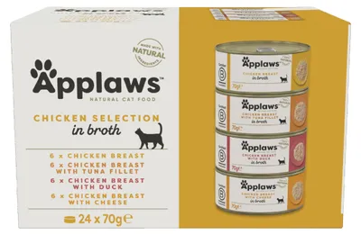 Productafbeelding van Applaws Natuurlijk natvoer voor katten, kippenmix in bouillon - 24 x 70 gram