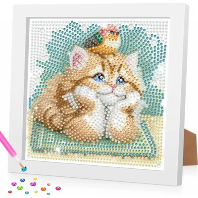 Diamond Painting Kinder mit Rahmen, 5D DIY Tiermotiv, Kreativset