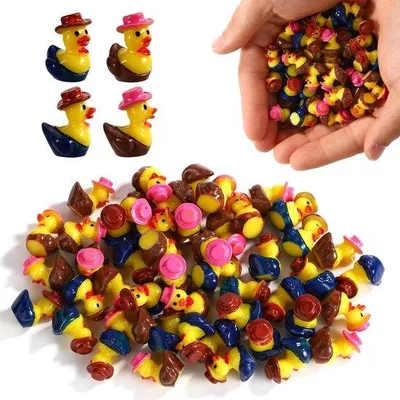 Image de Lot de 50 figurines miniatures « Eend » en plastique, avec ombres, pour maisons de poupées et décorations