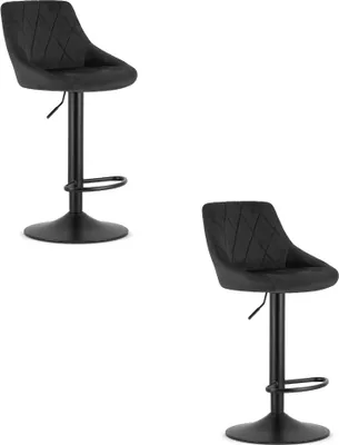 Produktbild von Hocker KAST - schwarzer Samt / schwarzer Sockel x 2