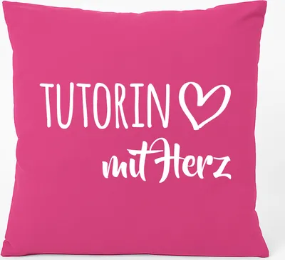 Produktbild von Huuraa Kissen Tutorin mit Herz 40x40cm mit Füllung Fuchsia Baumwolle Dekokissen Geschenkidee