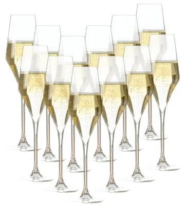 Immagine prodotto di Set di 12 bicchieri da champagne, capacità 220 ml, trasparenti, in cristallo