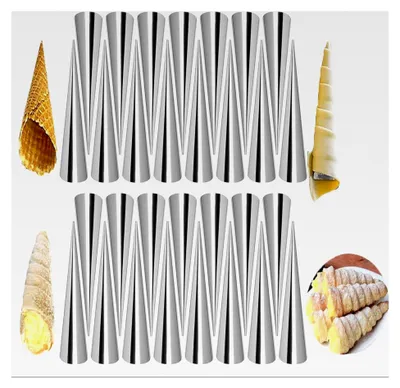 Produktbild von 30 Stück Croissant-Formen, Cannoli-Backform-Set, Hörnchen-Backform, gerade Röhrchen, Edelstahl