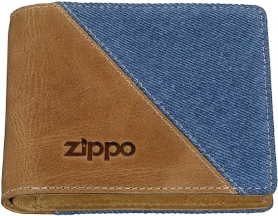 Produktbild von ZIPPO - Denim Credit Card Wallet - Bi-Fold Kreditkarten Geldbörse aus Leder und Denim Halter Portemonnaie Brieftasche 2007138