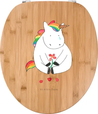 Produktbild von Mr. & Mrs. Panda Toilettendeckel Einhorn Traurig - Transparent - Geschenk, WC Brille, Blume, Klo-Deckel, Unicorn, Freunde, Einhörner, Trauer, Sitz, Liebe, Klodeckel