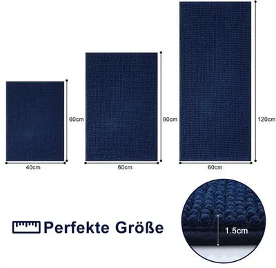 Productafbeelding van Antislip badmat, zacht, absorberend, wasbaar, 40 x 60 cm, marineblauw
