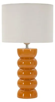 Zdjęcie produktu dla Lampa stołowa Torr 25 x 46 x 25 cm, żelazo, ceramika, tkanina, biała, pomarańczowa