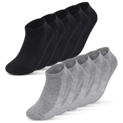 Produktbild von Sneaker Socken Herren Damen kurze Sportsocken Mesh - 16510 Schwarz/Grau 43-46 10 Paar