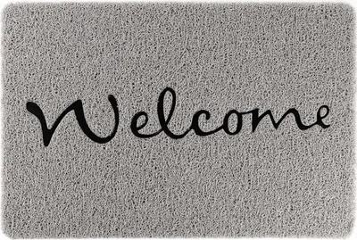 Produktbild von Primaflor Schmutzfangmatte ELVO Welcome 40x60cm - Strapazierfähige Türmatte, Rutschfeste Schlingenmatte, Graue Sauberlaufmatte, Fußmatte