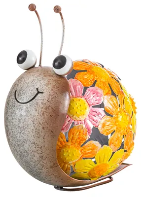 Produktbild von Dehner Dekofigur Schnecke, frostbeständige Gartenfigur, 24 x 27 x 15.5 cm, Eisen, gelb / grau