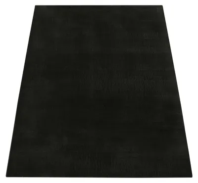 Produktbild von Waschbarer Teppich Wohnzimmer Kurzflor Einfarbiger Moderner Stil Weich Schwarz Grösse 300x400 cm