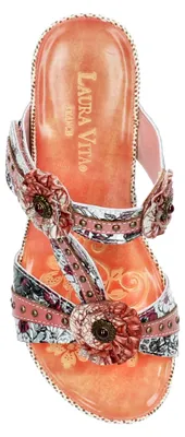Produktbild von Laura Vita Damen Pantolette mit Nieten Plateau und Keilabsatz Barry 44, Größe:37 EU, Farbe:Rosa