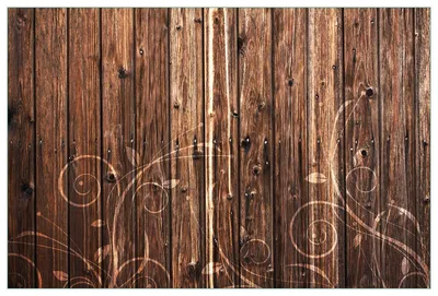 Produktbild von Wallario Küchenrückwand selbstklebend, Größe: 90 x 60 cm, Motiv: Holz in dunkelbraun mit Blumenmuster - Schnörkel | Spritzschutz | abwischbar | pflegeleicht | in