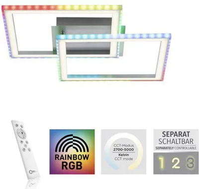 Zdjęcie produktu dla Oprawa sufitowa LED JUST LIGHT FELIX60 RGB Rainbow, obrotowa, z możliwością ściemniania, 44,5 cm, srebrna