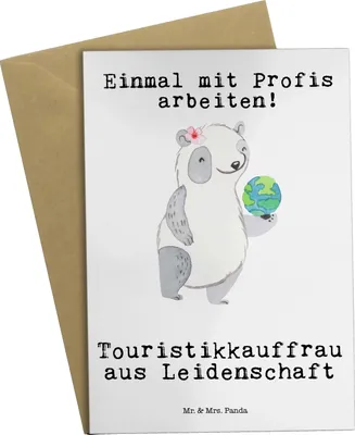 Produktbild von Mr. & Mrs. Panda Grußkarte Touristikkauffrau Leidenschaft - Weiß - Geschenk, Grußkarten, osterkarten, weihnachtskarten, hochzeitskarten, genesungskarte, einladungskarten