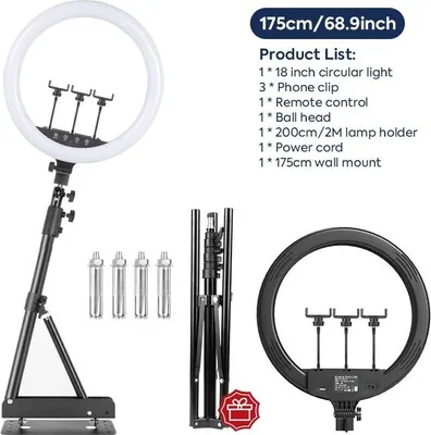 Image de Anneau lumineux,tactile, réglable en hauteur, 175 cm Kit 2
