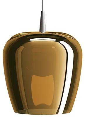 Produktbild von Zafferano Bilia LED-Pendelleuchte aus Borosilikatglas, Bronze-Finish, elegantes Glockendesign, mundgeblasen, Ø 27 cm, Höhe 333 cm, moderne Lampe