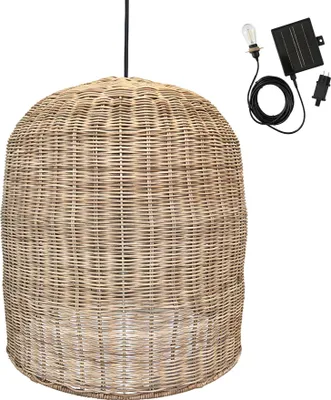 Produktbild von Giacomo Rattan Pendelleuchte für Außenbereich, 40 cm Ø, 45 cm Höhe, 4 Helligkeitsstufen, bis zu 8h Licht