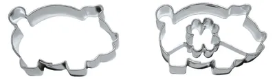 Productafbeelding van Uitsteekvorm: 2 stuks, varken/klavertje + varken, 46 x 29 mm