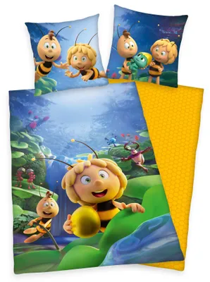 Immagine prodotto di lenzuola "Maya l'ape" / lenzuola per bambini, 100% cotone ( Renforcé ), 80x80 cm + 135x200 cm