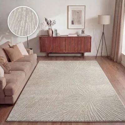 Produktbild von TT Home Wohnzimmer Teppich Esszimmer Kurzflor Boho Design Skandinavisch Abstrakte Optik Unifarben Hoch-Tief-Effekt Modern Größe 80x150 cm