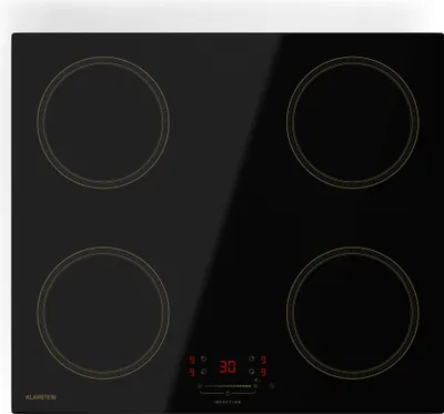 Image de Klarstein Victoria Plaque À Induction Encastrable - 4 Zones, 7000 W Avec Boosters, Curseur & Minuterie, Verrouillage Parental, Vitrocéramique Noire, Largeur 59 cm