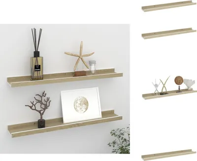 Image de vidaXL Étagères murales 2 pcs. Blanc et Chêne Sonoma 60x9x3 cm - Etagères murales