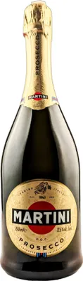 A bottle of Martini Prosecco on a white background.