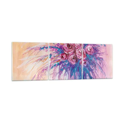 Produktbild von Bilder auf glas - 3 Teile - Blumenstrauß Blumen Rosen - 150x50cm - Glasbilder - Wandbilder - Bilder - zum Aufhängen bereit - Wanddekoration aus Glas - Glas Bilder - Wandbild auf Glas - GCA150x50-4465