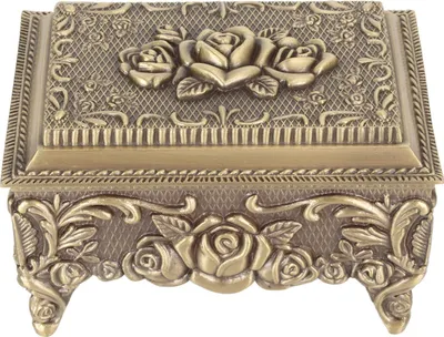 Image de Rose Métal Boîte à bijoux en alliage de zinc Vintage Stockage rectangulaire pour bagues Boucles d'oreilles Collier