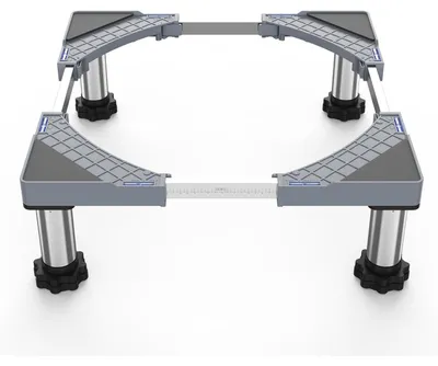 Obrázok produktu pre Nastaviteľný podstavec pod práčku, podstavec pre práčku a sušičku, maximálna nosnosť 350 kg, šírka 44,5–67 cm, výška 18–22 cm, sivá farba