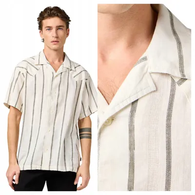 Produktbild von Wrangler | Herrenhemd SS Resort Shirt Natural gestreift Kurzarm Baumwolle Sommer Größe L